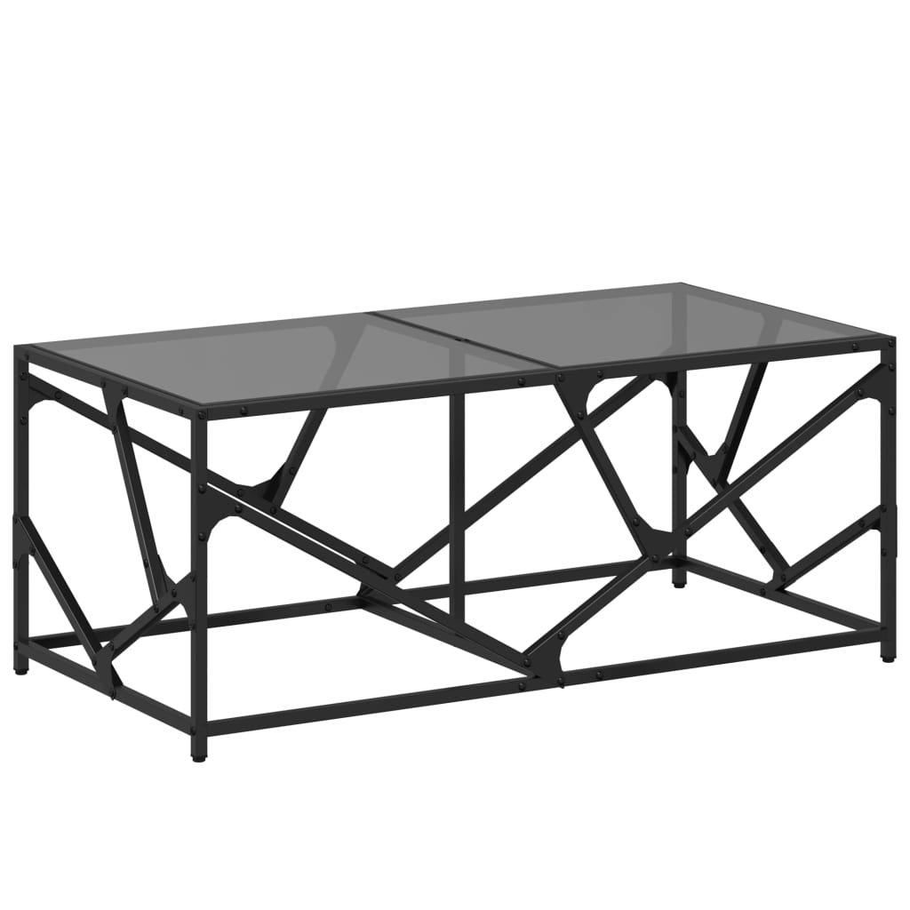 Salontafel met zwart glazen blad 98,5x50x41 cm staal is nu te koop bij PeponiXL, paradijselijk wonen!