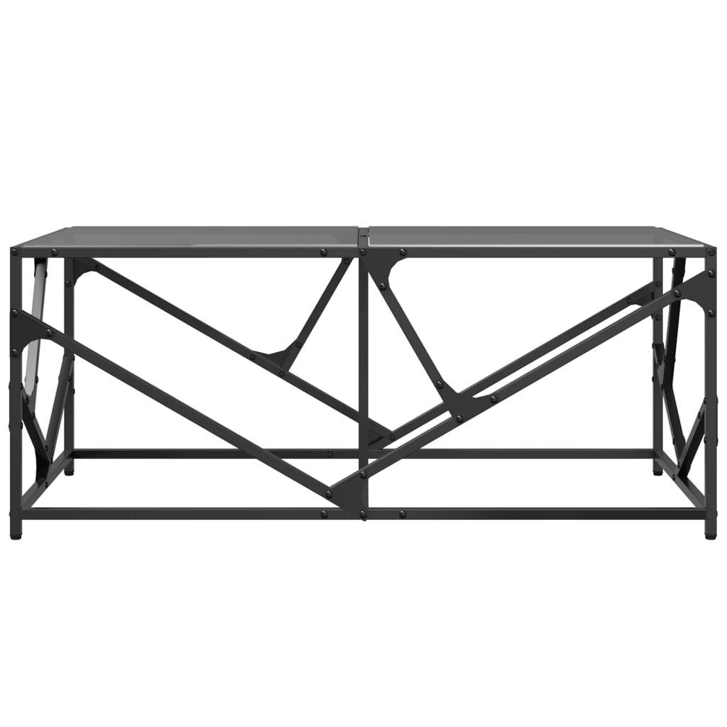 Salontafel met zwart glazen blad 98,5x50x41 cm staal is nu te koop bij PeponiXL, paradijselijk wonen!