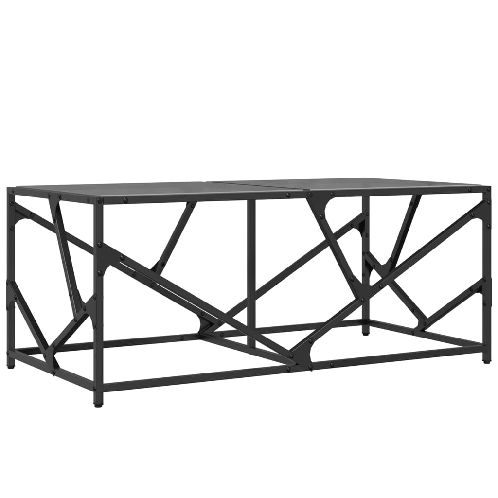 Salontafel met zwart glazen blad 98,5x50x41 cm staal is nu te koop bij PeponiXL, paradijselijk wonen!