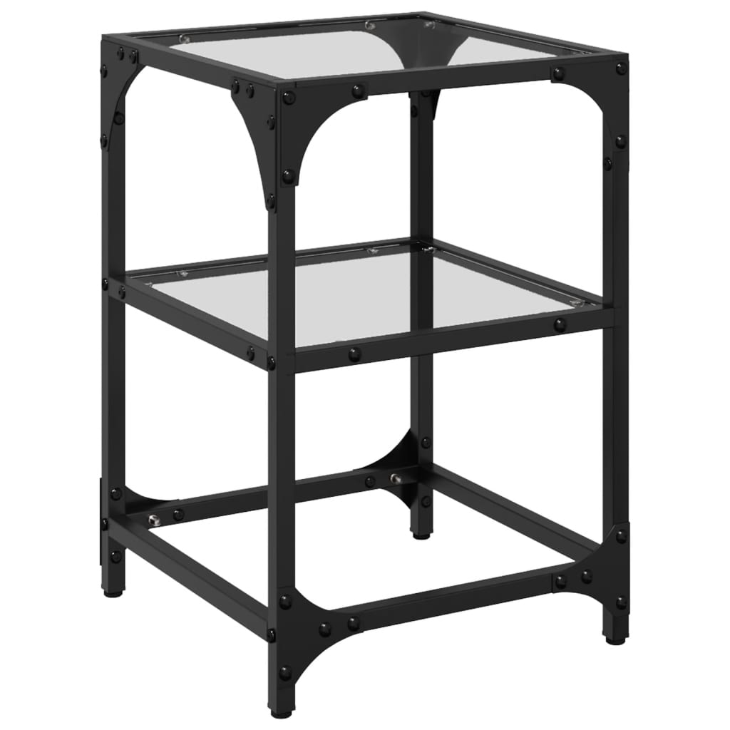 Salontafel met transparant glazen blad 30x30x45 cm staal is nu te koop bij PeponiXL, paradijselijk wonen!