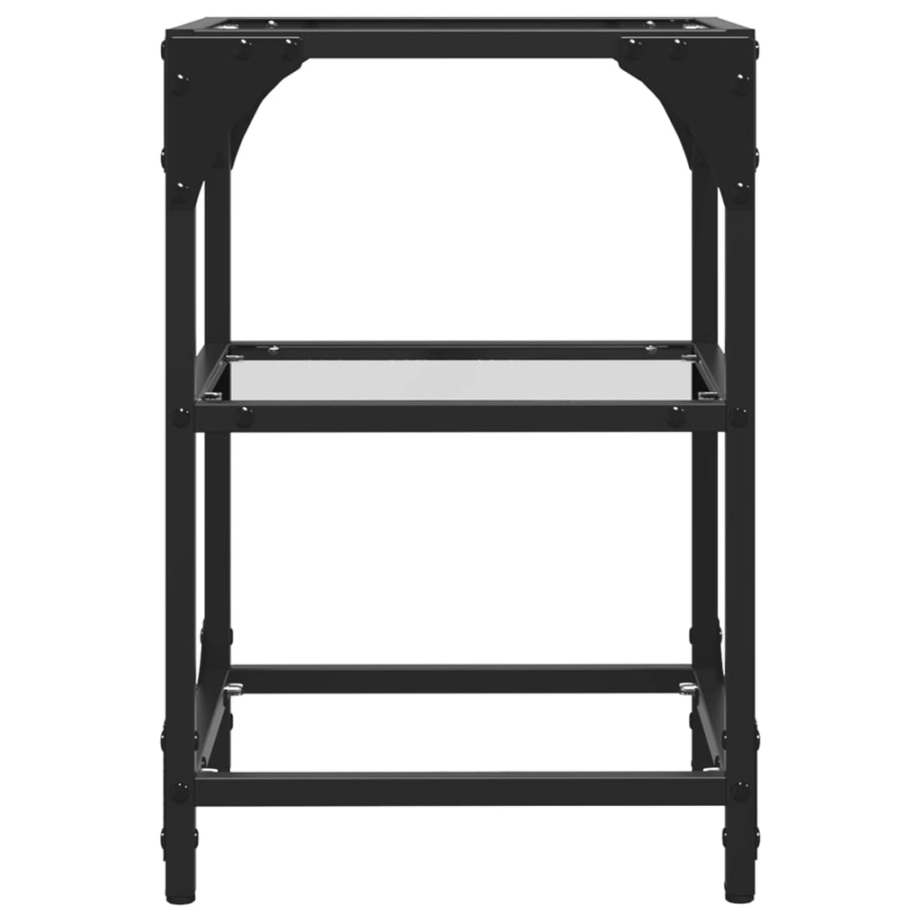 Salontafel met transparant glazen blad 30x30x45 cm staal is nu te koop bij PeponiXL, paradijselijk wonen!