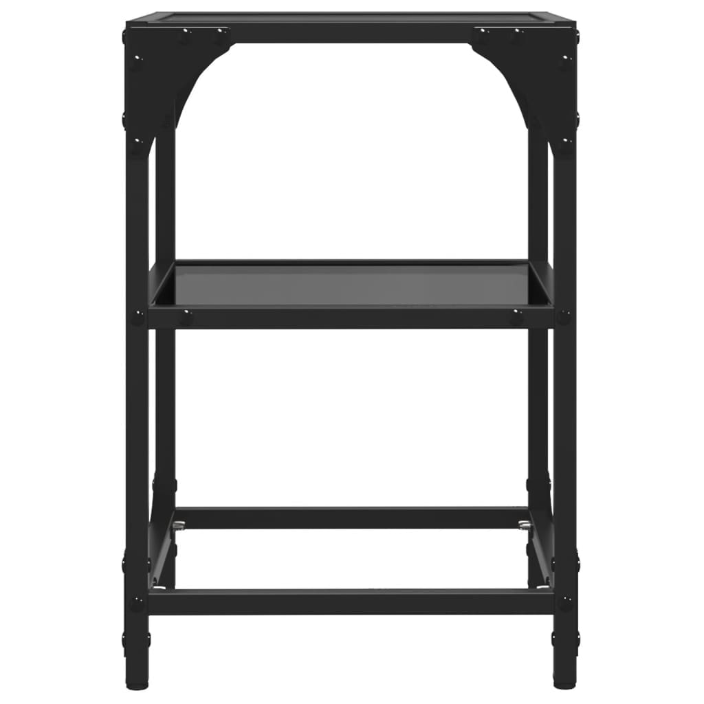 Salontafels 2 st met zwart glazen blad 30x30x45 cm staal is nu te koop bij PeponiXL, paradijselijk wonen!