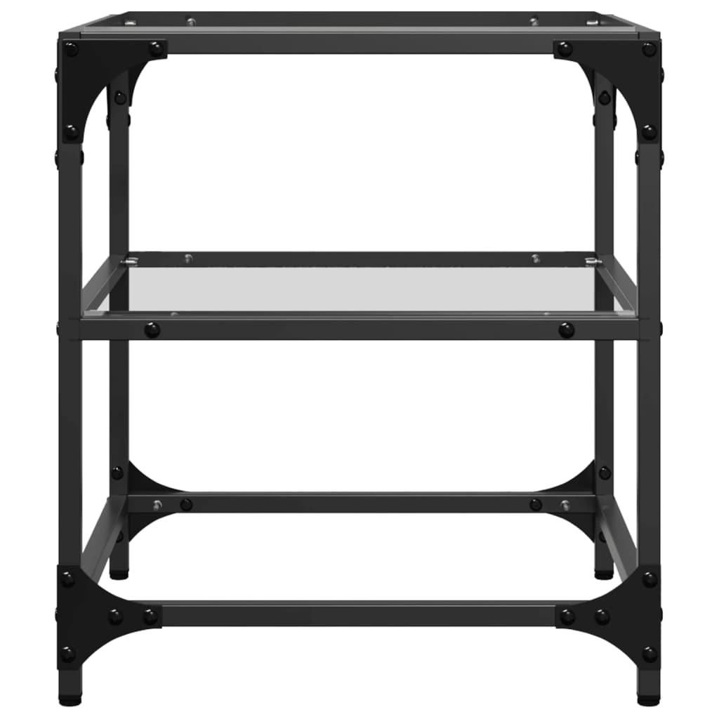 Salontafel met transparant glazen blad 40x40x45 cm staal is nu te koop bij PeponiXL, paradijselijk wonen!