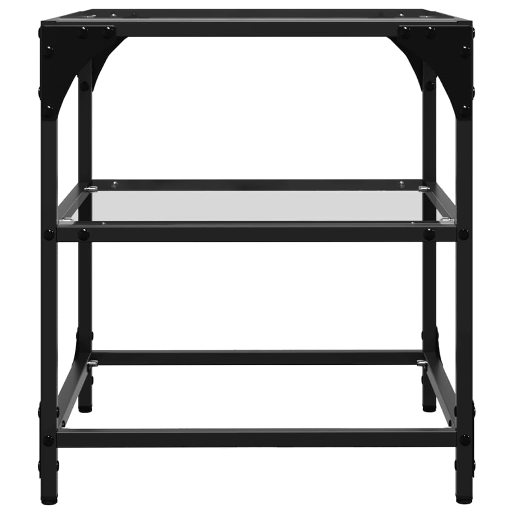 Salontafel met transparant glazen blad 40x40x45 cm staal is nu te koop bij PeponiXL, paradijselijk wonen!