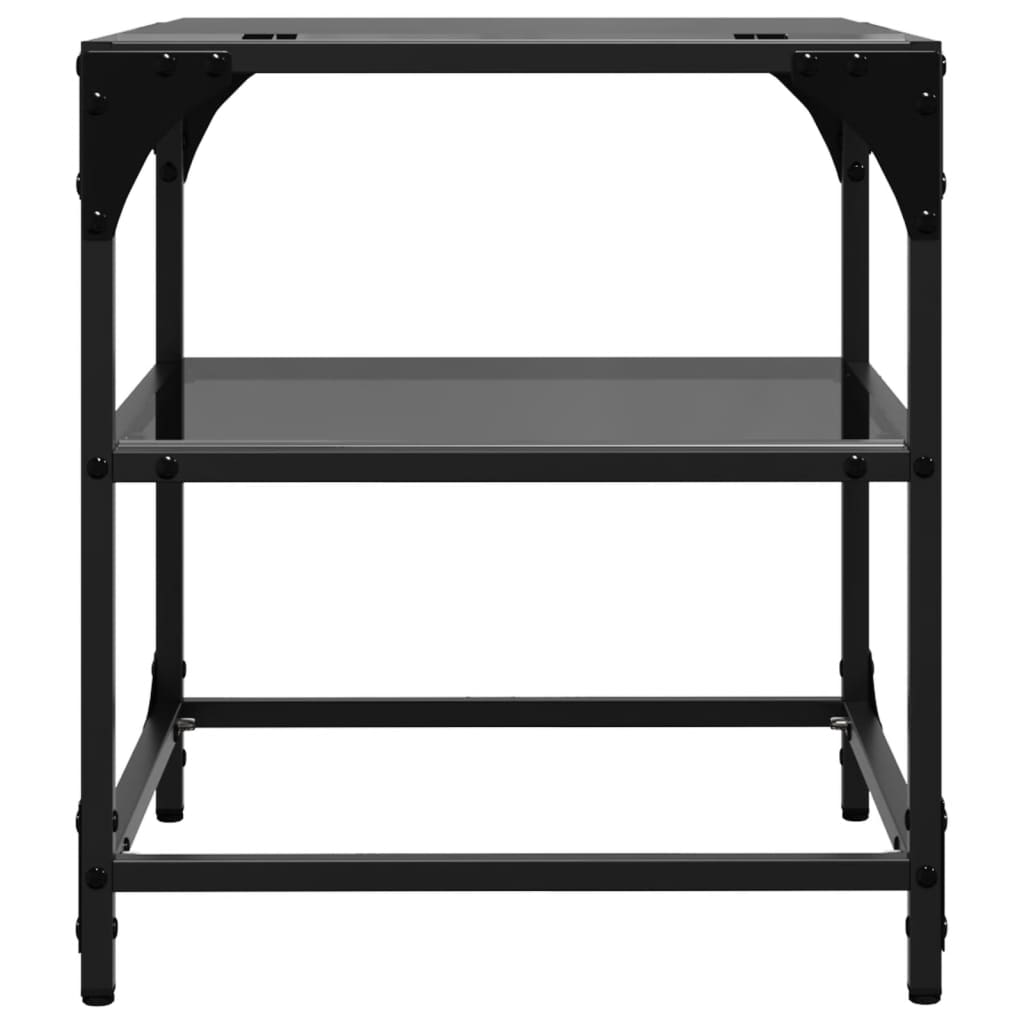 Salontafels 2 st met zwart glazen blad 40x40x45 cm staal is nu te koop bij PeponiXL, paradijselijk wonen!
