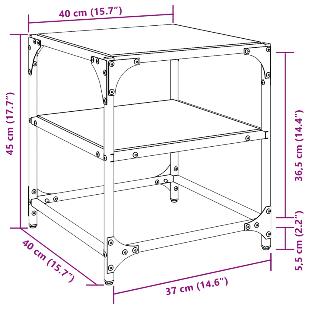 Salontafels 2 st met zwart glazen blad 40x40x45 cm staal is nu te koop bij PeponiXL, paradijselijk wonen!