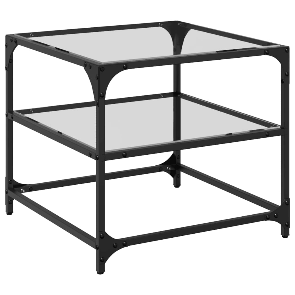 Salontafels 2 st met transparant glazen blad 50x50x45 cm staal is nu te koop bij PeponiXL, paradijselijk wonen!