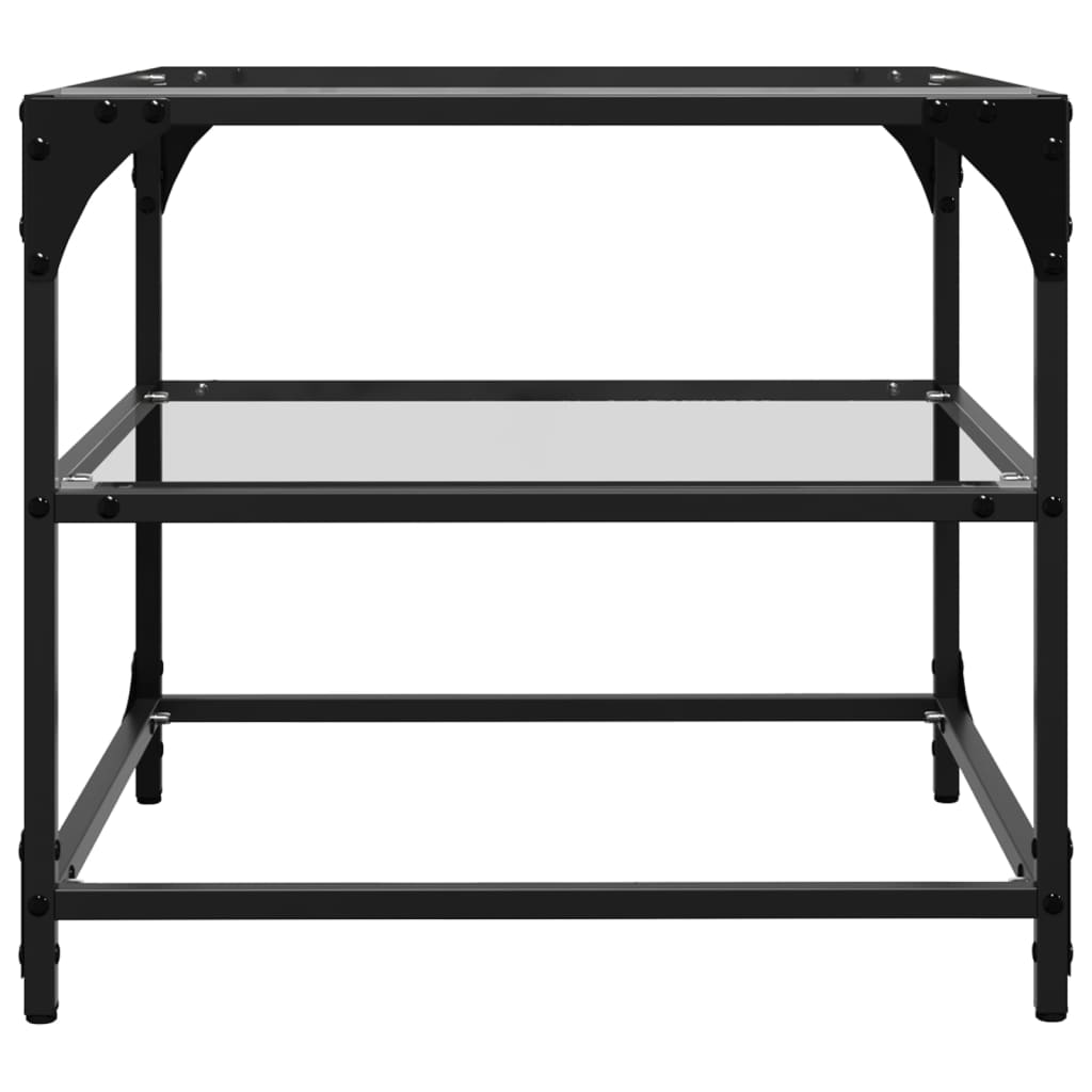 Salontafels 2 st met transparant glazen blad 50x50x45 cm staal is nu te koop bij PeponiXL, paradijselijk wonen!