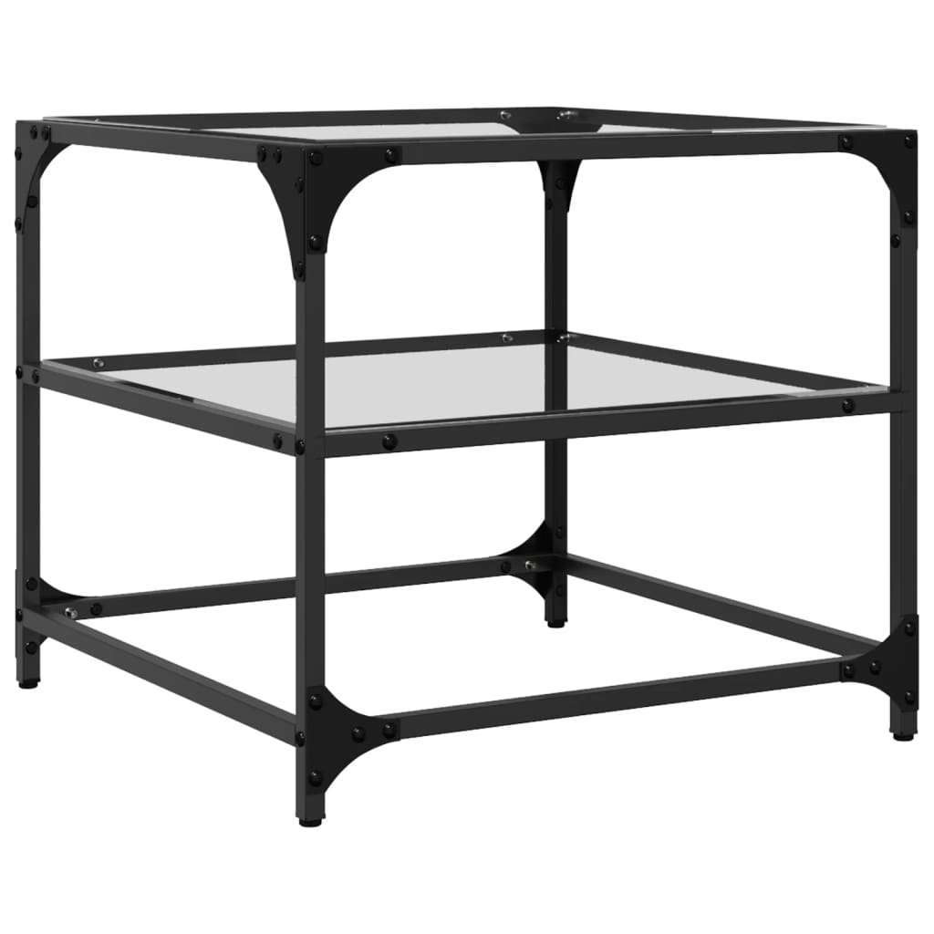 Salontafels 2 st met transparant glazen blad 50x50x45 cm staal is nu te koop bij PeponiXL, paradijselijk wonen!