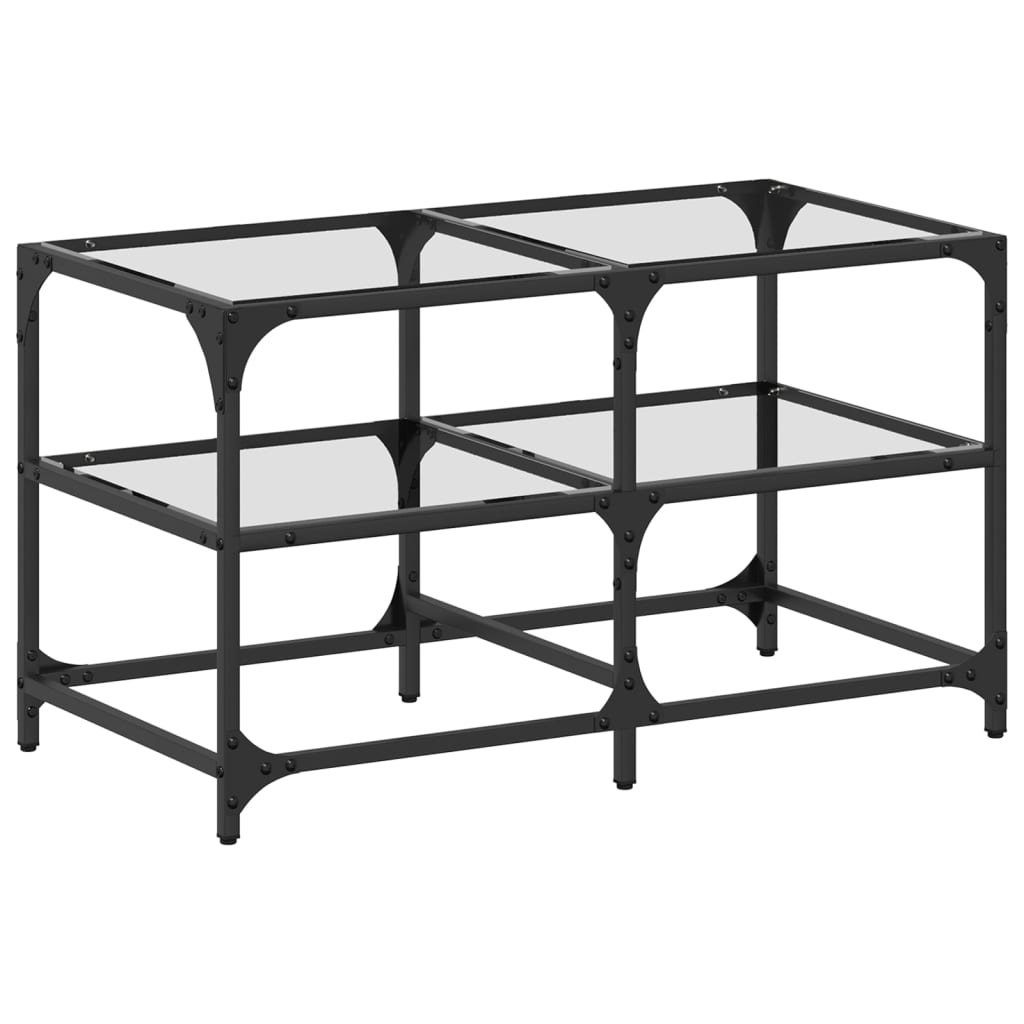 Salontafel met transparant glazen blad 78,5x40x45 cm staal is nu te koop bij PeponiXL, paradijselijk wonen!