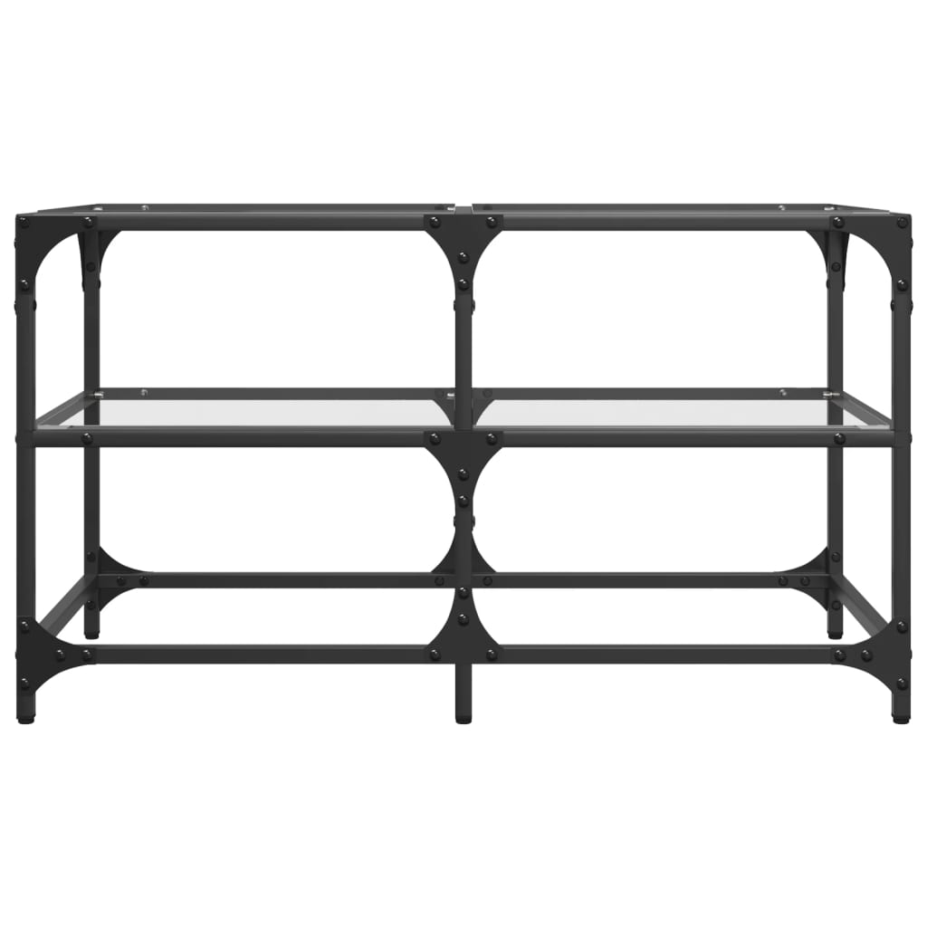 Salontafel met transparant glazen blad 78,5x40x45 cm staal is nu te koop bij PeponiXL, paradijselijk wonen!