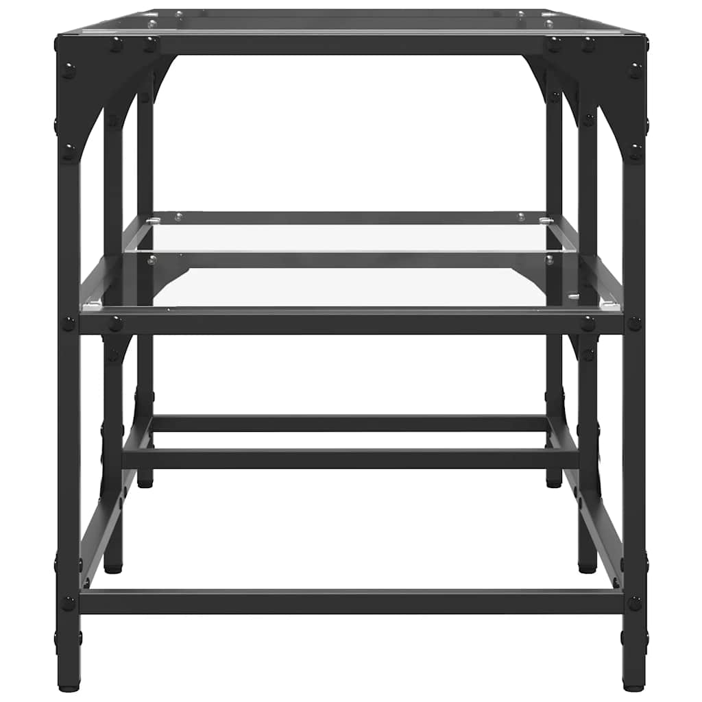 Salontafel met transparant glazen blad 78,5x40x45 cm staal is nu te koop bij PeponiXL, paradijselijk wonen!