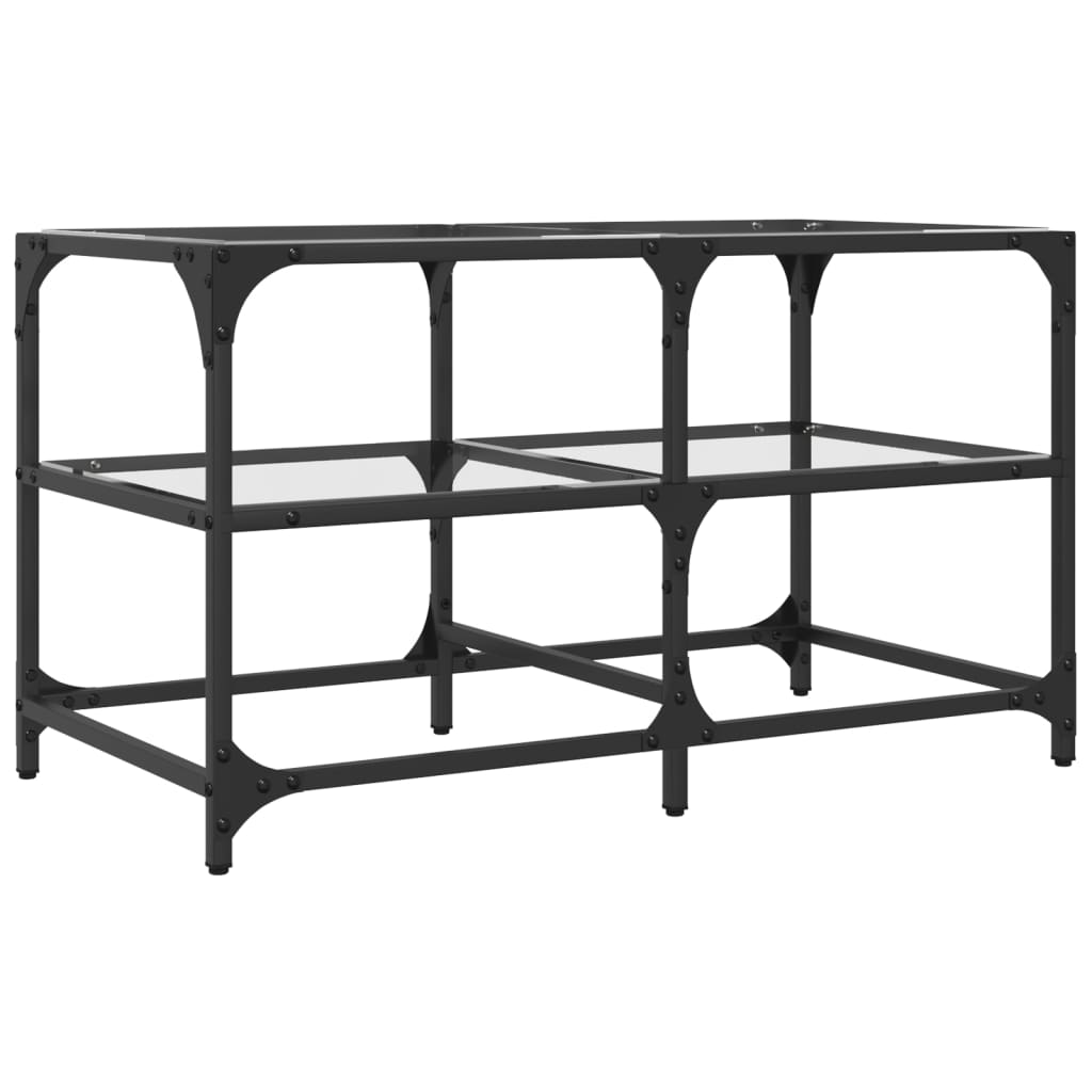 Salontafel met transparant glazen blad 78,5x40x45 cm staal is nu te koop bij PeponiXL, paradijselijk wonen!