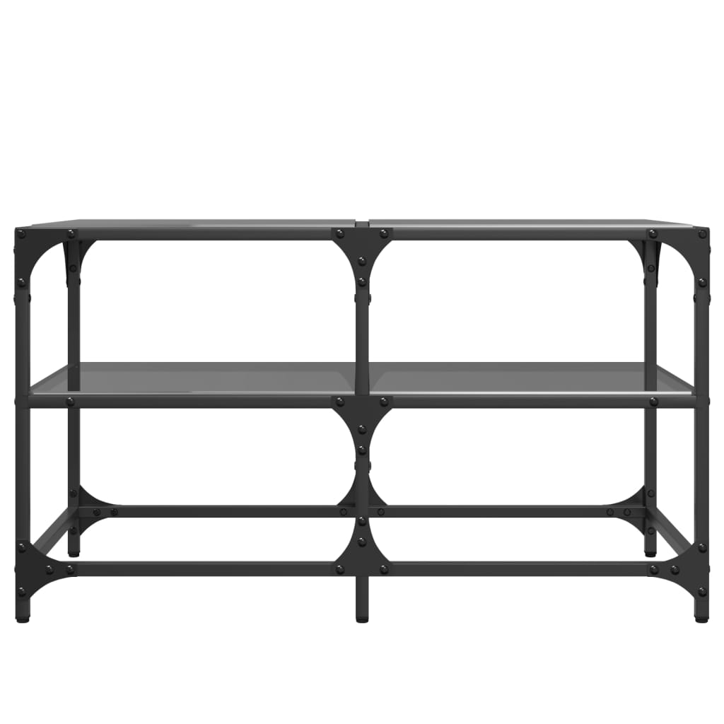 Salontafel met zwart glazen blad 78,5x40x45 cm staal is nu te koop bij PeponiXL, paradijselijk wonen!