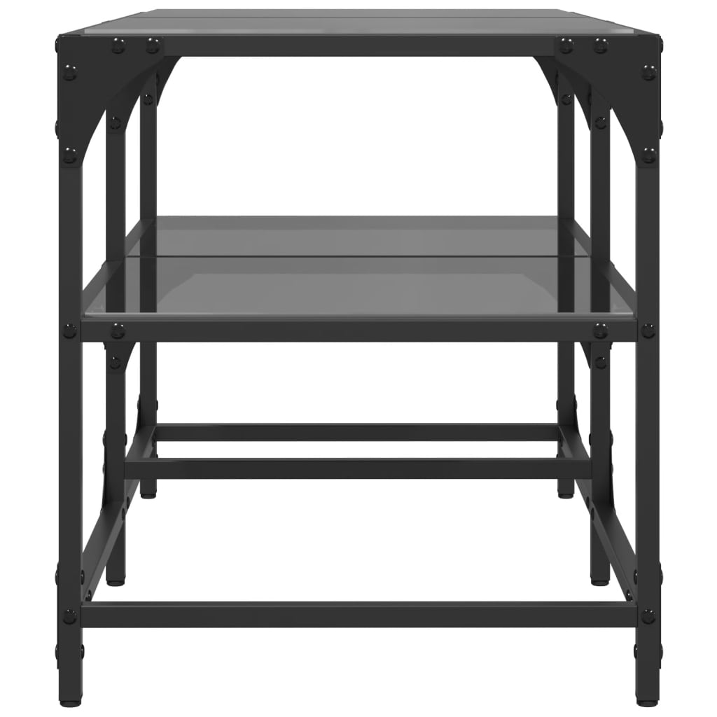 Salontafel met zwart glazen blad 78,5x40x45 cm staal is nu te koop bij PeponiXL, paradijselijk wonen!