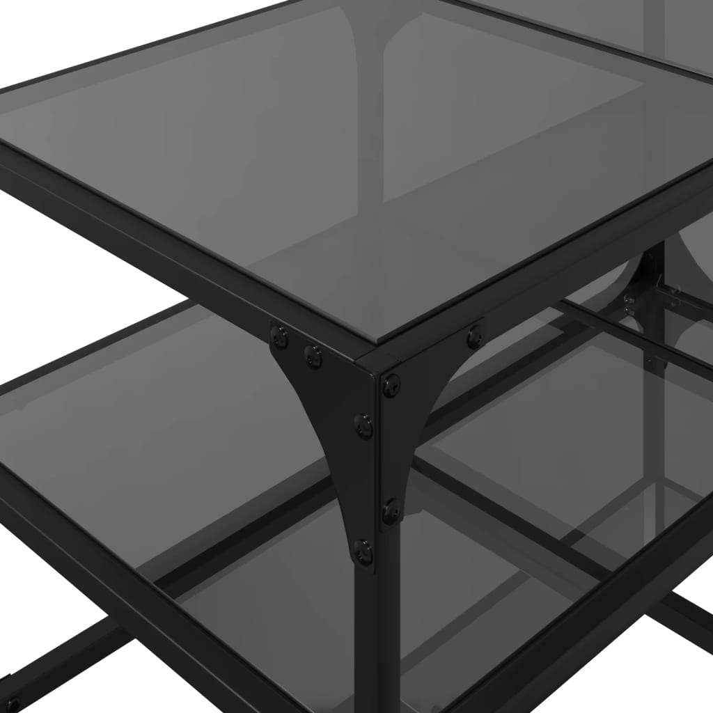 Salontafel met zwart glazen blad 78,5x40x45 cm staal is nu te koop bij PeponiXL, paradijselijk wonen!