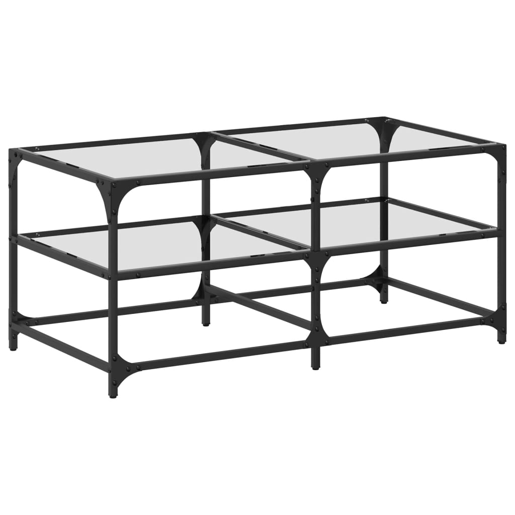 Salontafel met transparant glazen blad 98,5x50x45 cm staal is nu te koop bij PeponiXL, paradijselijk wonen!