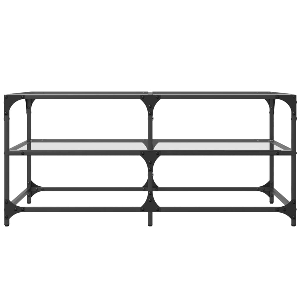 Salontafel met transparant glazen blad 98,5x50x45 cm staal is nu te koop bij PeponiXL, paradijselijk wonen!