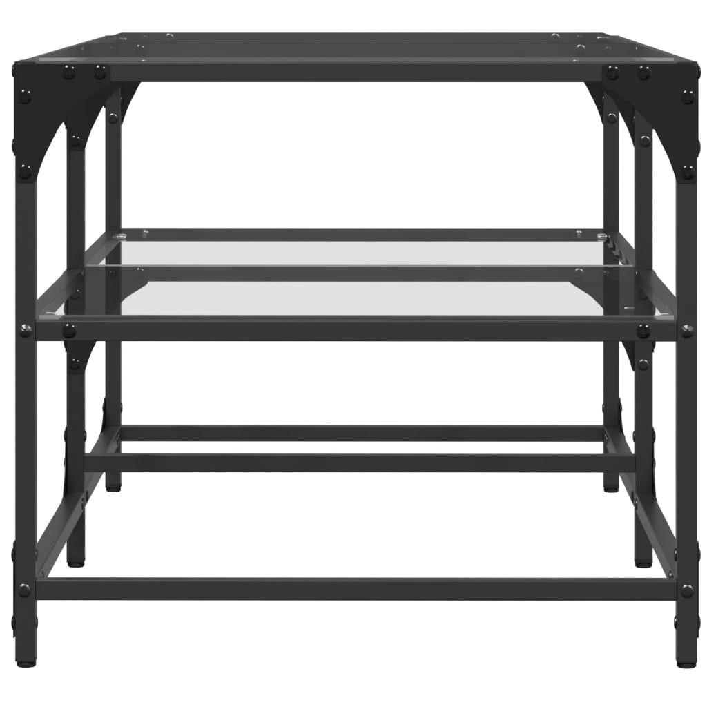 Salontafel met transparant glazen blad 98,5x50x45 cm staal is nu te koop bij PeponiXL, paradijselijk wonen!