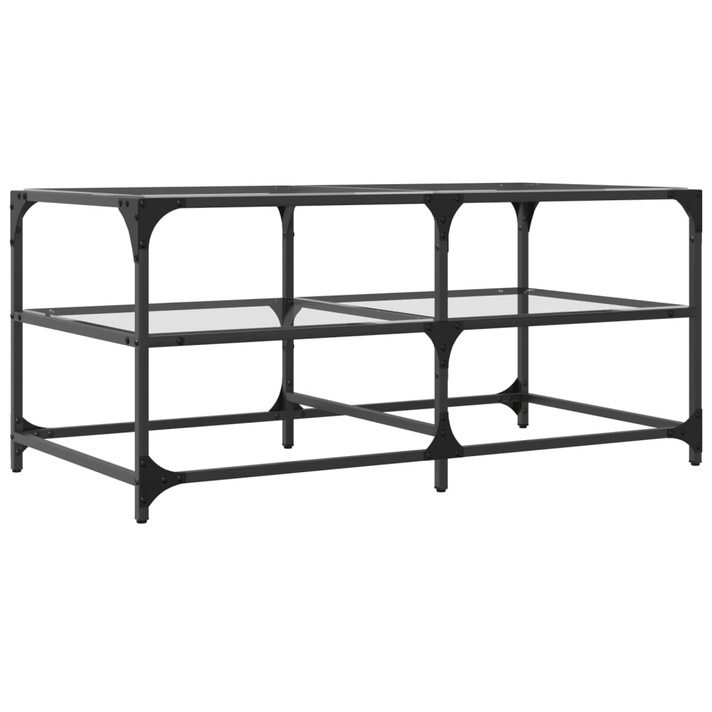 Salontafel met transparant glazen blad 98,5x50x45 cm staal is nu te koop bij PeponiXL, paradijselijk wonen!