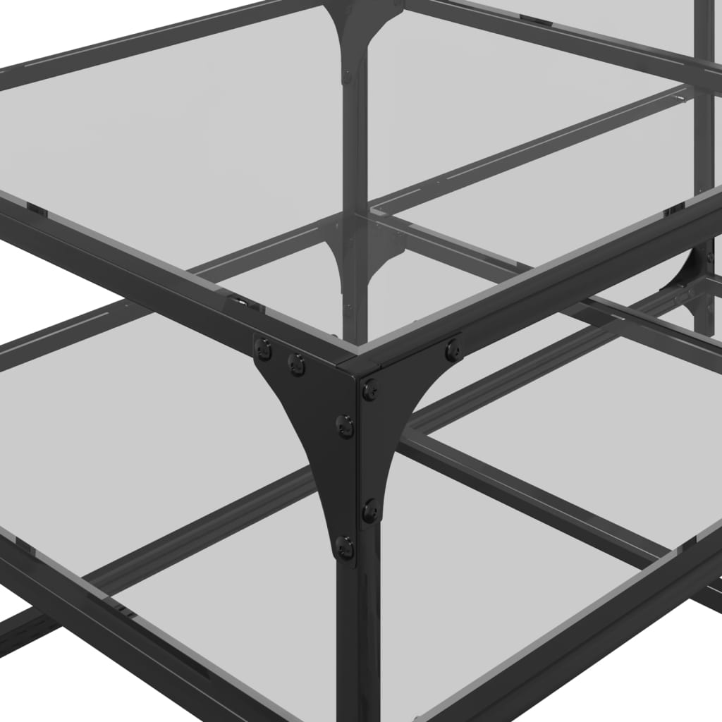 Salontafel met transparant glazen blad 98,5x50x45 cm staal is nu te koop bij PeponiXL, paradijselijk wonen!