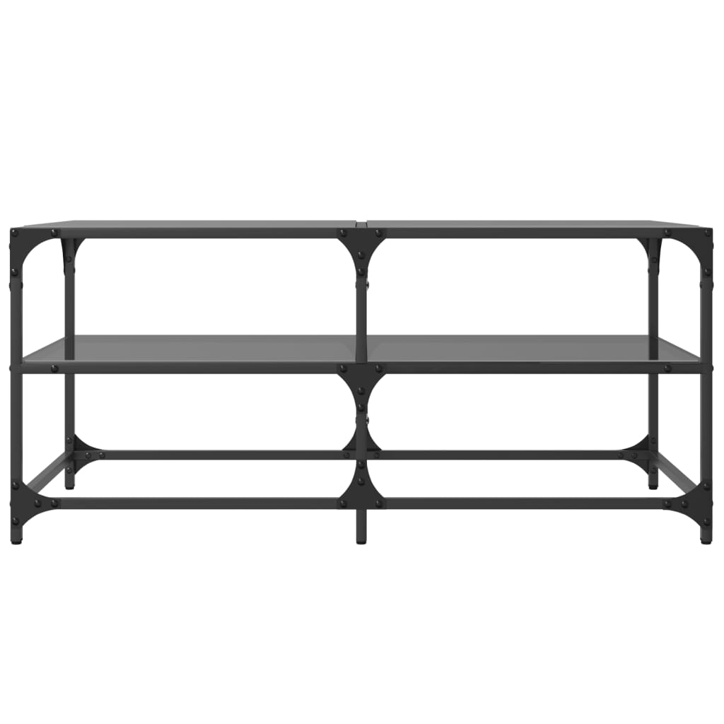 Salontafel met zwart glazen blad 98,5x50x45 cm staal is nu te koop bij PeponiXL, paradijselijk wonen!