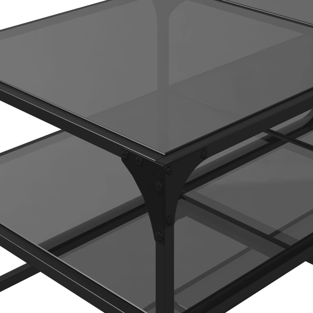 Salontafel met zwart glazen blad 98,5x50x45 cm staal is nu te koop bij PeponiXL, paradijselijk wonen!