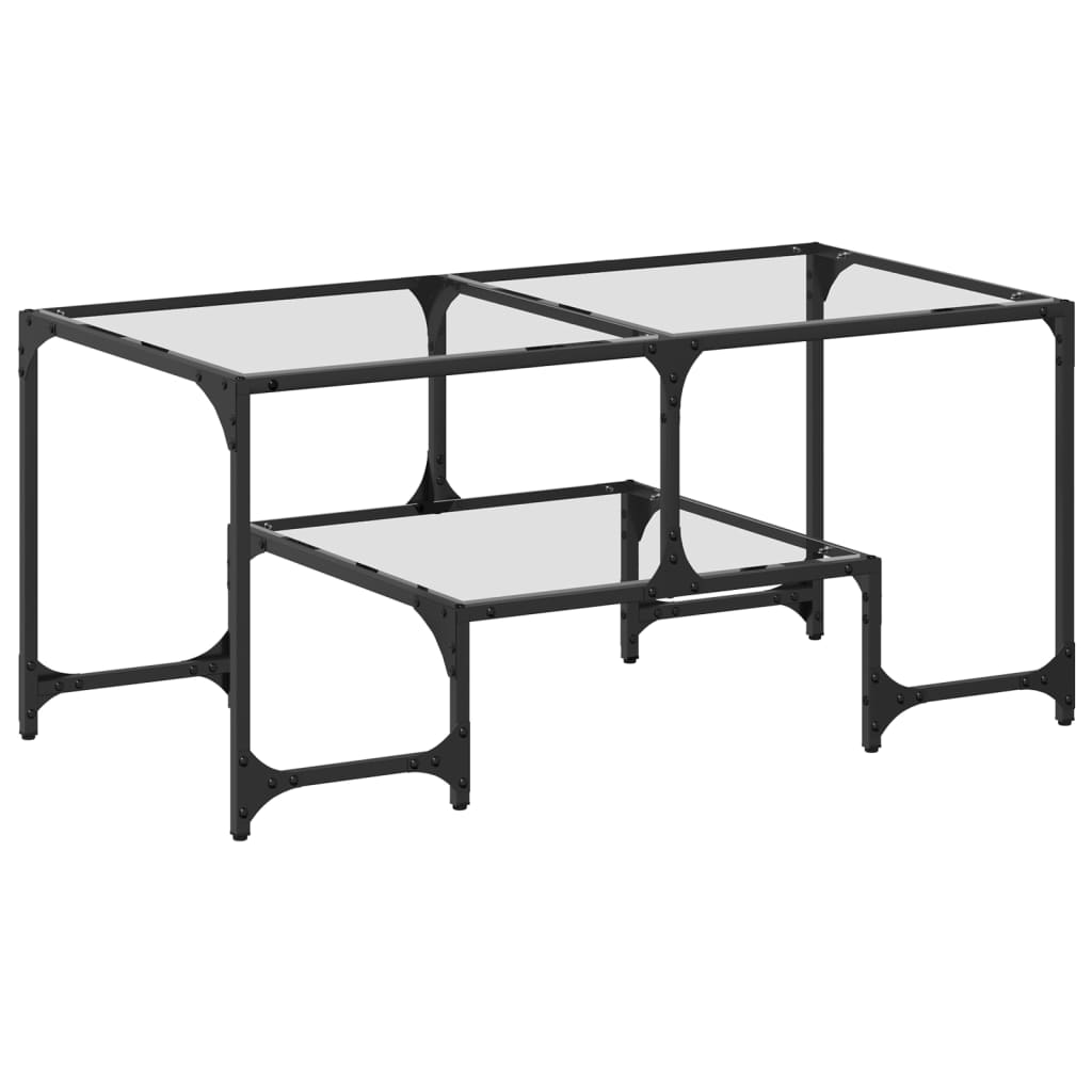 Salontafel met transparant glazen blad 98,5x50x45 cm staal is nu te koop bij PeponiXL, paradijselijk wonen!