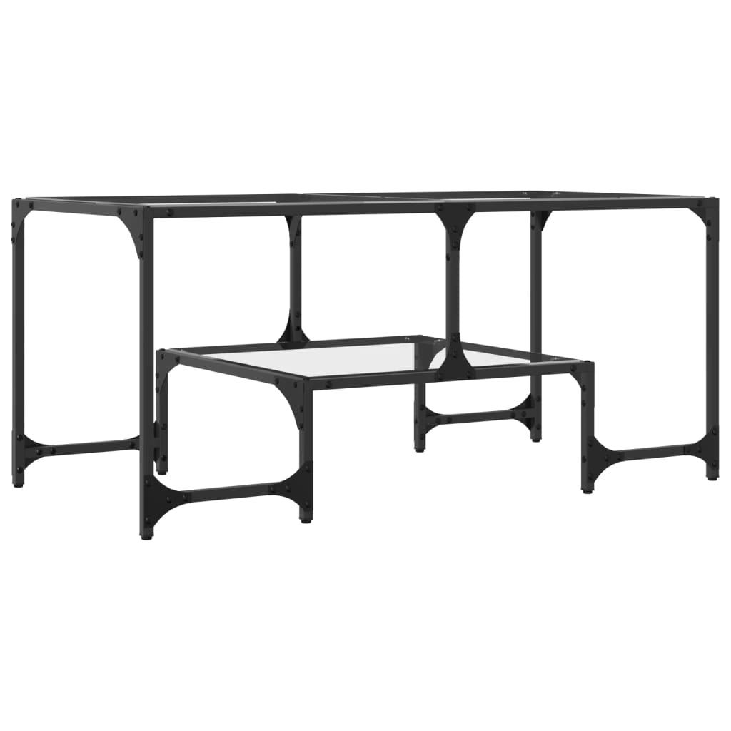 Salontafel met transparant glazen blad 98,5x50x45 cm staal is nu te koop bij PeponiXL, paradijselijk wonen!