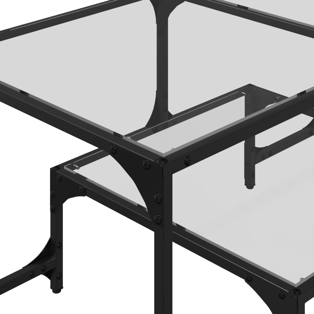 Salontafel met transparant glazen blad 98,5x50x45 cm staal is nu te koop bij PeponiXL, paradijselijk wonen!
