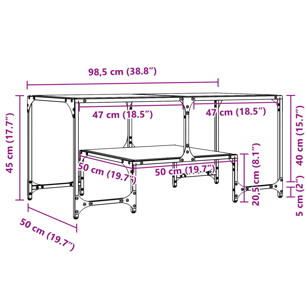 Salontafel met transparant glazen blad 98,5x50x45 cm staal is nu te koop bij PeponiXL, paradijselijk wonen!