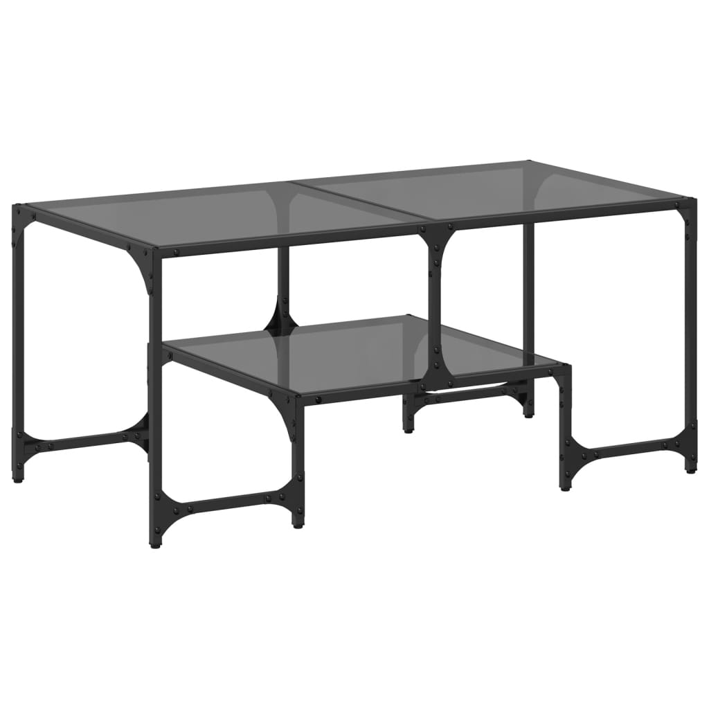 Salontafel met zwart glazen blad 98,5x50x45 cm staal is nu te koop bij PeponiXL, paradijselijk wonen!