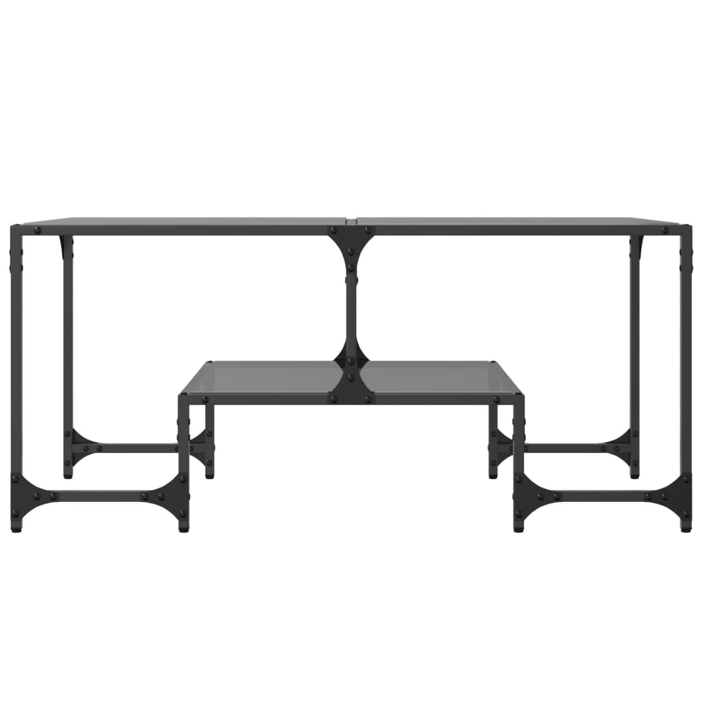 Salontafel met zwart glazen blad 98,5x50x45 cm staal is nu te koop bij PeponiXL, paradijselijk wonen!