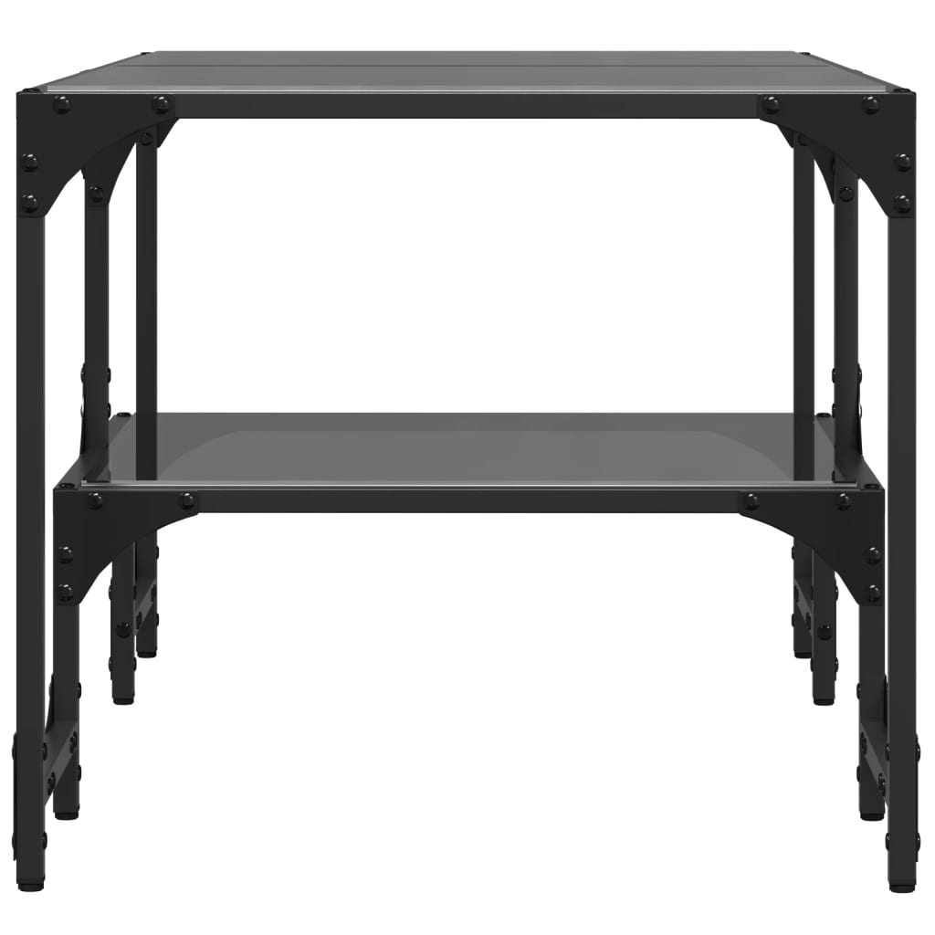 Salontafel met zwart glazen blad 98,5x50x45 cm staal is nu te koop bij PeponiXL, paradijselijk wonen!