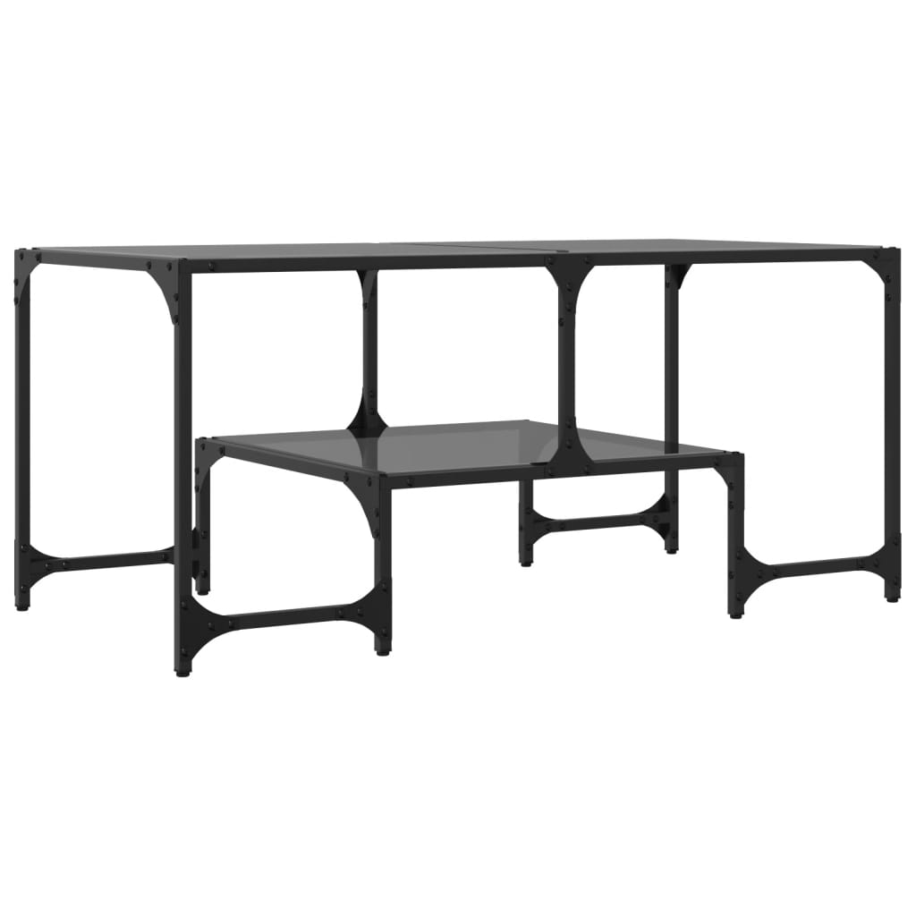 Salontafel met zwart glazen blad 98,5x50x45 cm staal is nu te koop bij PeponiXL, paradijselijk wonen!