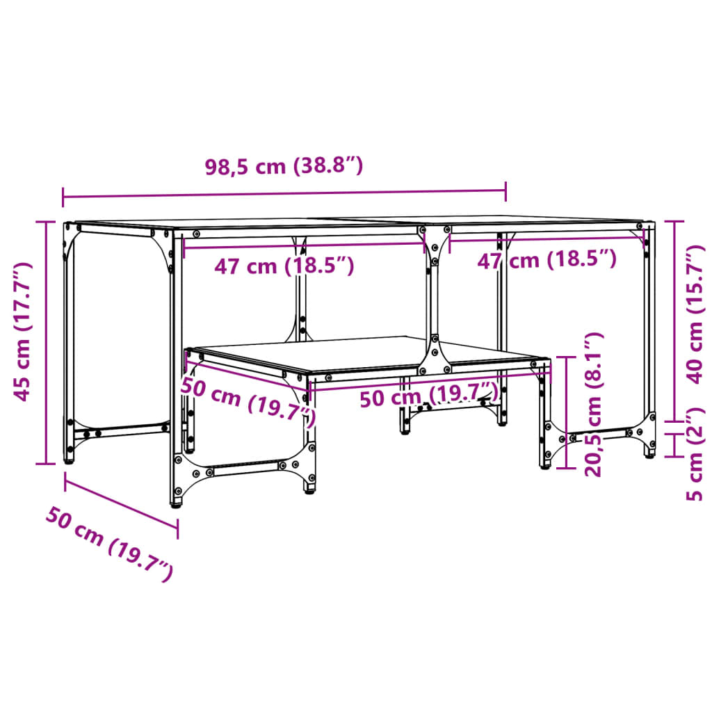 Salontafel met zwart glazen blad 98,5x50x45 cm staal is nu te koop bij PeponiXL, paradijselijk wonen!