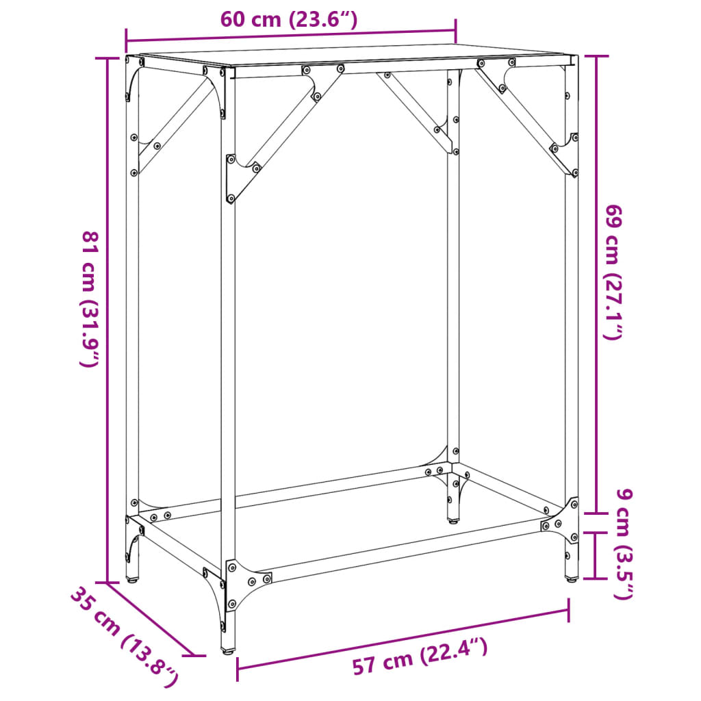 Wandtafel met transparant glazen blad 60x35x81 cm staal is nu te koop bij PeponiXL, paradijselijk wonen!