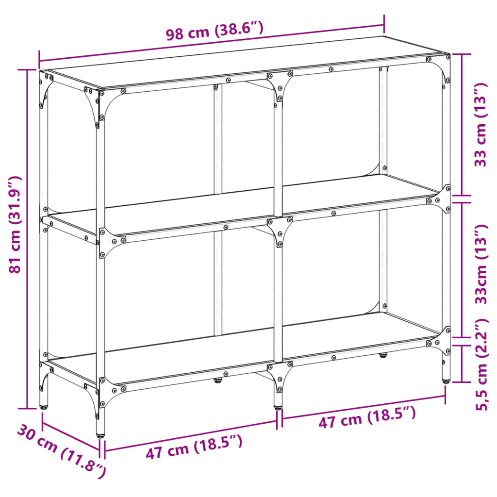 Wandtafel met transparant glazen blad 98x30x81 cm staal is nu te koop bij PeponiXL, paradijselijk wonen!