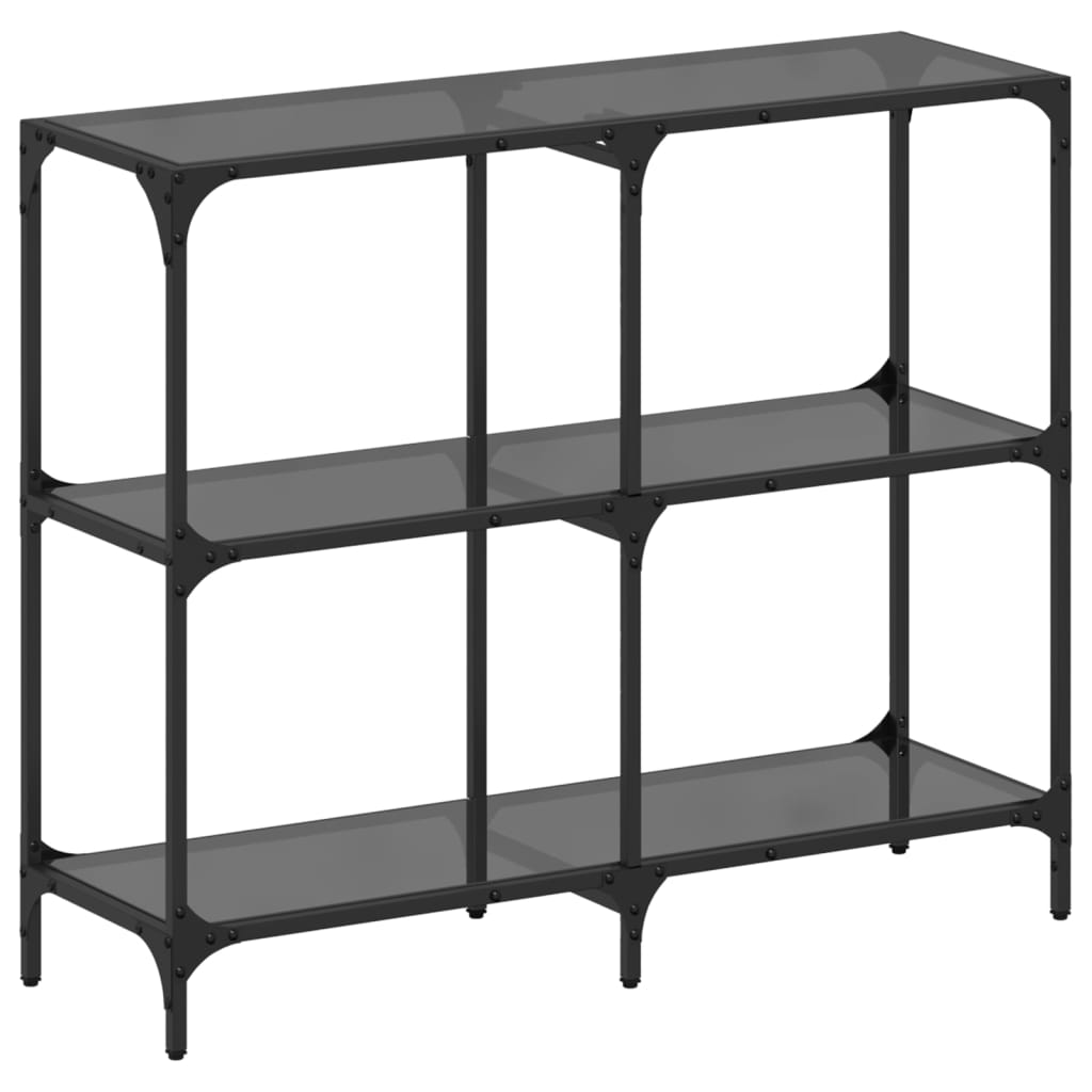 Wandtafel met zwart glazen blad 98x30x81 cm staal is nu te koop bij PeponiXL, paradijselijk wonen!