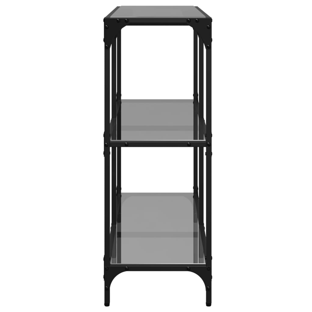 Wandtafel met zwart glazen blad 98x30x81 cm staal is nu te koop bij PeponiXL, paradijselijk wonen!