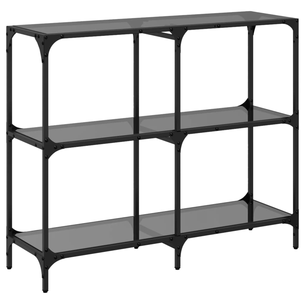 Wandtafel met zwart glazen blad 98x30x81 cm staal is nu te koop bij PeponiXL, paradijselijk wonen!
