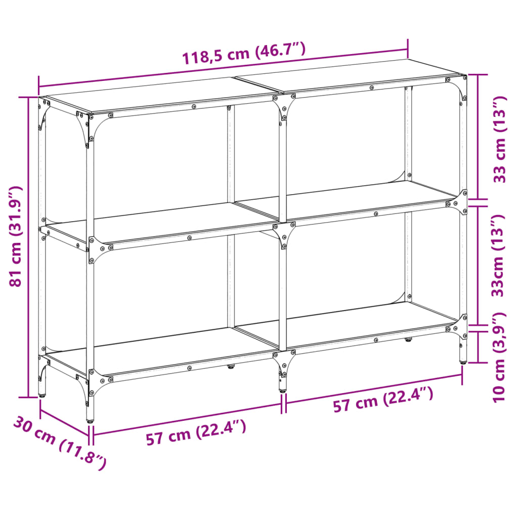 Wandtafel met zwart glazen blad 118,5x30x81 cm staal is nu te koop bij PeponiXL, paradijselijk wonen!