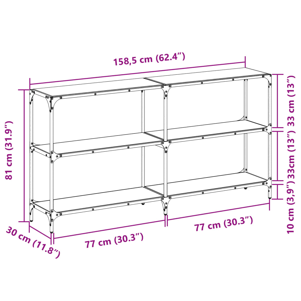 Wandtafel met transparant glazen blad 158,5x30x81 cm staal is nu te koop bij PeponiXL, paradijselijk wonen!