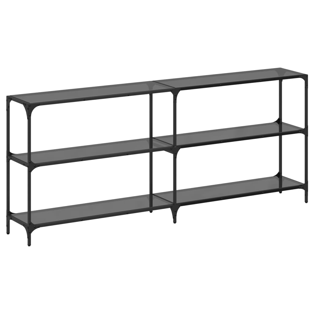 Wandtafel met zwart glazen blad 194,5x30x81 cm staal is nu te koop bij PeponiXL, paradijselijk wonen!