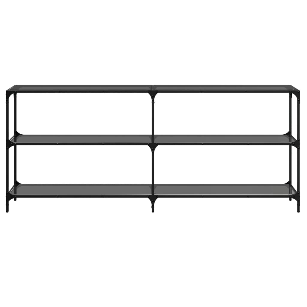 Wandtafel met zwart glazen blad 194,5x30x81 cm staal is nu te koop bij PeponiXL, paradijselijk wonen!