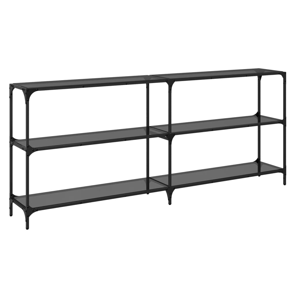 Wandtafel met zwart glazen blad 194,5x30x81 cm staal is nu te koop bij PeponiXL, paradijselijk wonen!