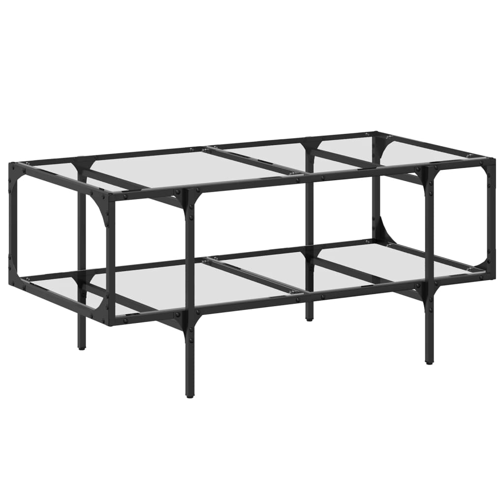 Salontafel met transparant glazen blad 98,5x50x45 cm staal is nu te koop bij PeponiXL, paradijselijk wonen!