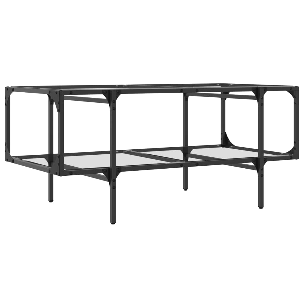 Salontafel met transparant glazen blad 98,5x50x45 cm staal is nu te koop bij PeponiXL, paradijselijk wonen!