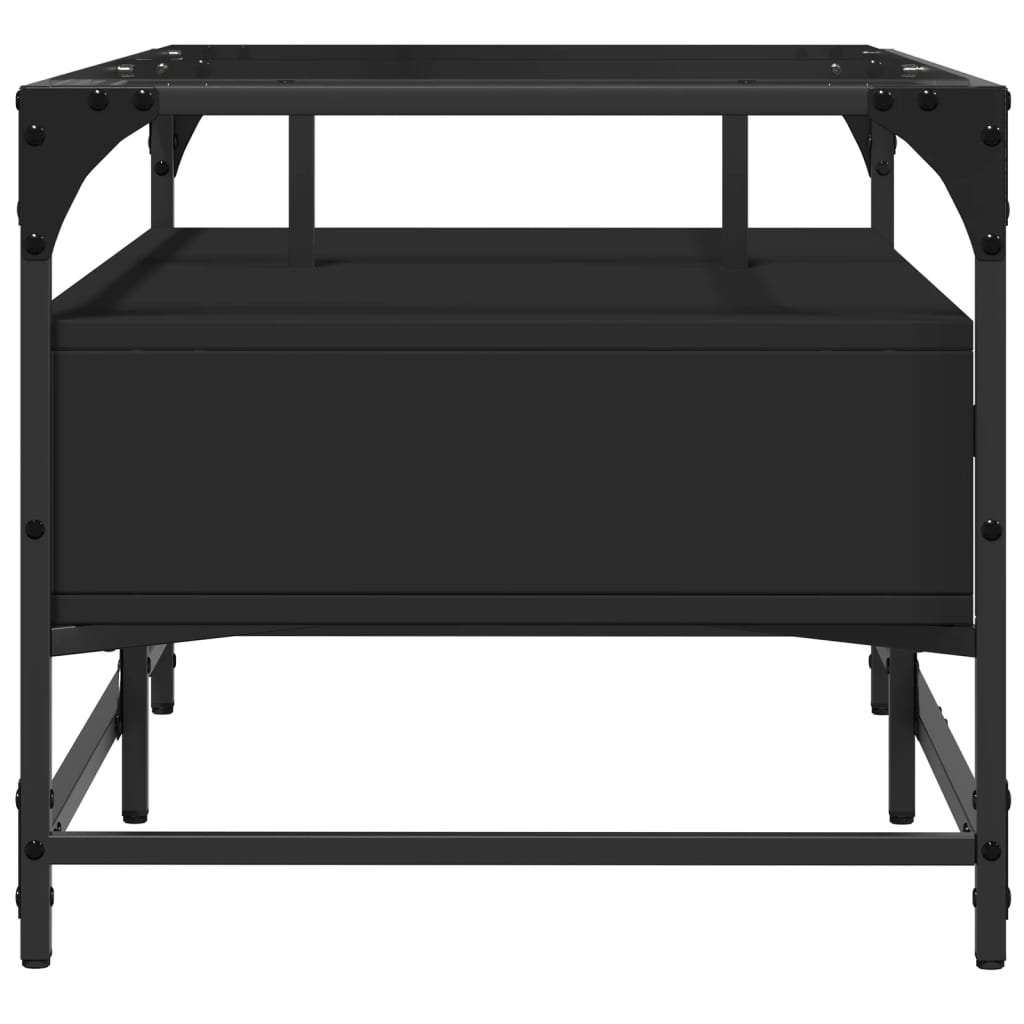 Salontafel met zwart glazen blad 98,5x50x45 cm staal is nu te koop bij PeponiXL, paradijselijk wonen!