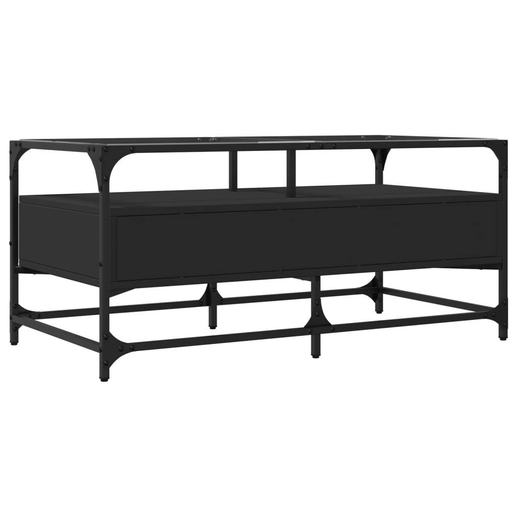 Salontafel met zwart glazen blad 98,5x50x45 cm staal is nu te koop bij PeponiXL, paradijselijk wonen!